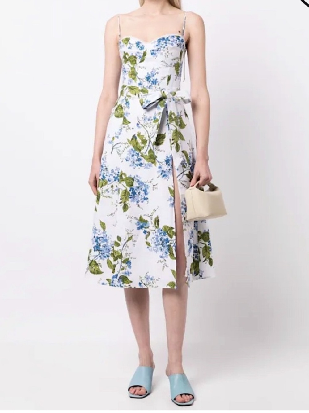 NWT Reformation Kieryn Linen Floral Fit & Flare Midi Dress Size 6
